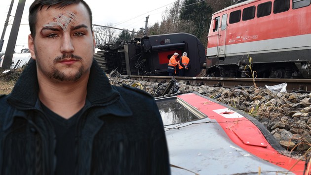 Der 18-jährige Richard N. saß beim Unglück in einem der Züge. (Bild: APA/HERBERT P. OCZERET, Peter Tomschi, krone.at-Grafik)