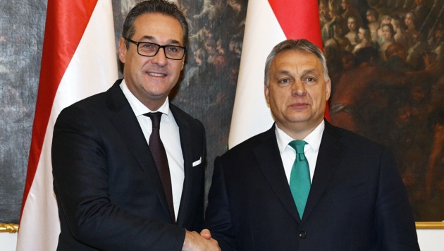 Der ungarische Premierminister Viktor Orban und Vizekanzler Heinz-Christian Strache (Bild: APA/HANS PUNZ)