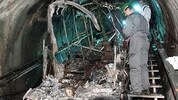 Die Seilbahn ist vollkommen ausgebrannt.