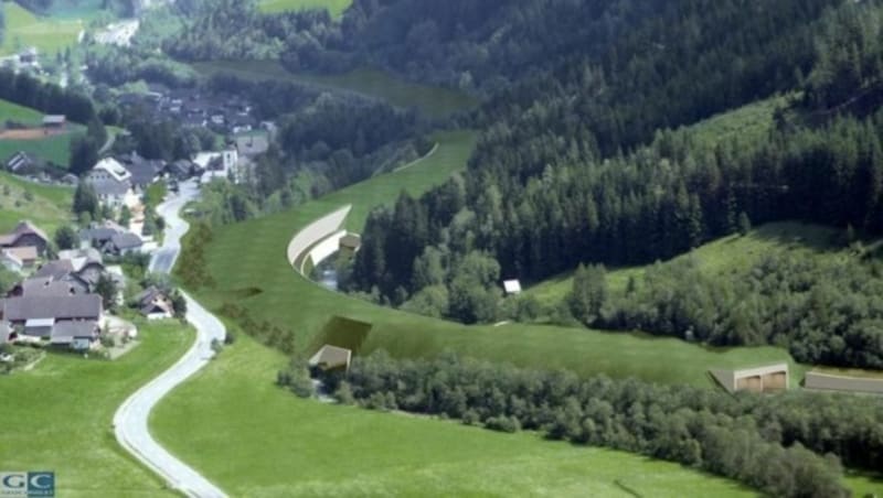 Tunnelfertig, Aufschüttung auch â013 so sieht es nach der Begrünung bald in Zederhaus aus. (Bild: ASFINAG)