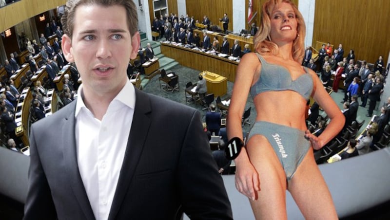 ÖVP-Chef Sebastian Kurz mit seiner Kandidatin Sabine Lindorfer (Bild: APA/HOCHMUTH, APA/Rubra, APA/JAEGER, krone.at-Grafik)