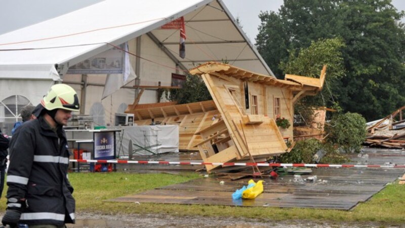 So schlimm sah es nach der Orkan-Böe in St. Johann am Walde aus. (Bild: Manfred Fesl)