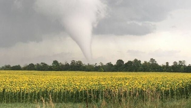 Dieses Tornado-Foto hat ein Leserreporter für die "Krone" geknipst. (Bild: Wolfgang Sappl)