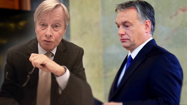 Botschafter Gajus Scheltema hält offenbar nicht viel von Ministerpräsident Viktor Orban. (Bild: YouTube.com, AFP, krone.at-Grafik)