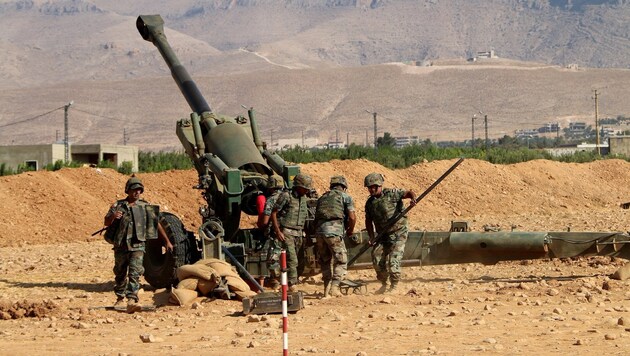 Libanesische Soldaten an der Grenze zu Syrien (Bild: EPA)