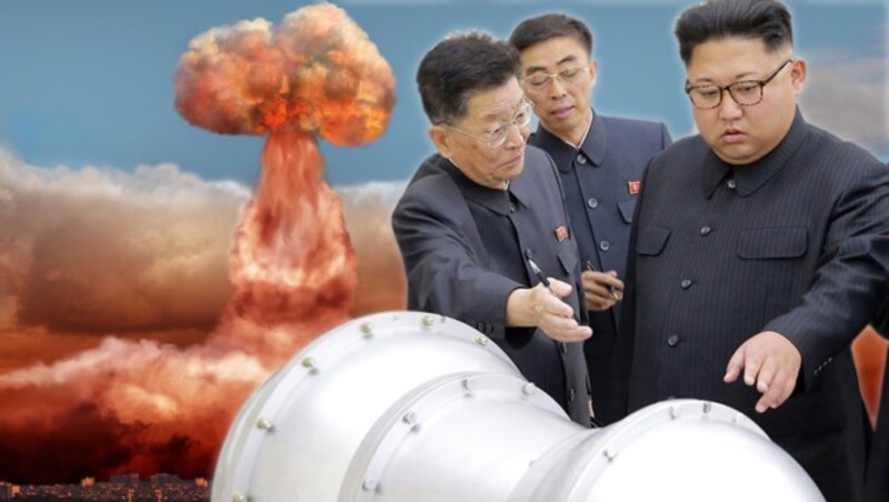 (Bild: KCNA via KNS, stock.adobe.com, krone.at-Grafik)