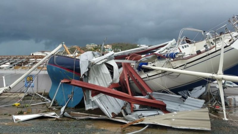 Zerstörte Boote auf St. Thomas (Bild: AP)