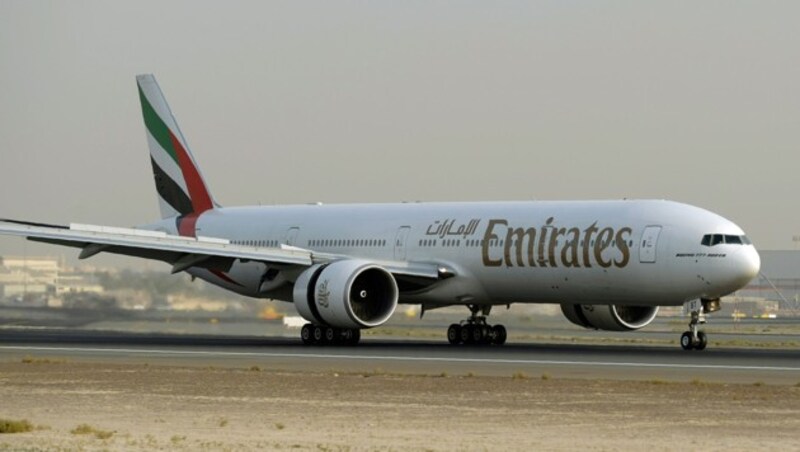 Ein Emirates-Flieger beim Start in Dubai (Bild: AFP)