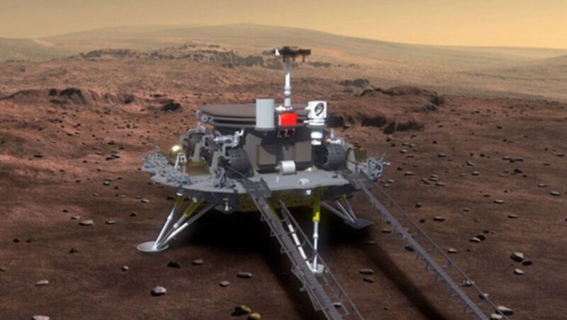Die Landeeinheit mit einem Rover an Bord (Bild: Xinhua)