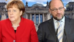 Angela Merkel (CDU) und Martin Schulz (SPD) verhandeln derzeit über eine Neuauflage der großen Koalition in Deutschland. (Bild: AFP, AP, stock.adobe.com, krone.at-Grafik)