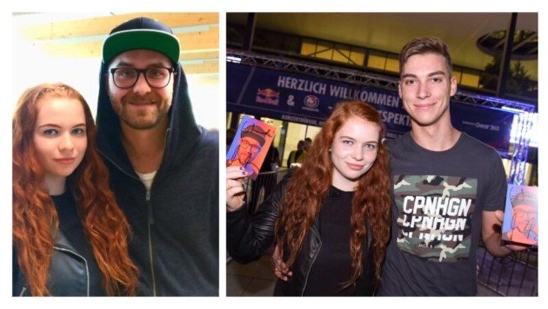 Manuela Scharinger beim Treffen mit Mark Foster und mit ihrem Freund Manuel Schapfl in Wels. (Bild: Markus Wenzel, MS)