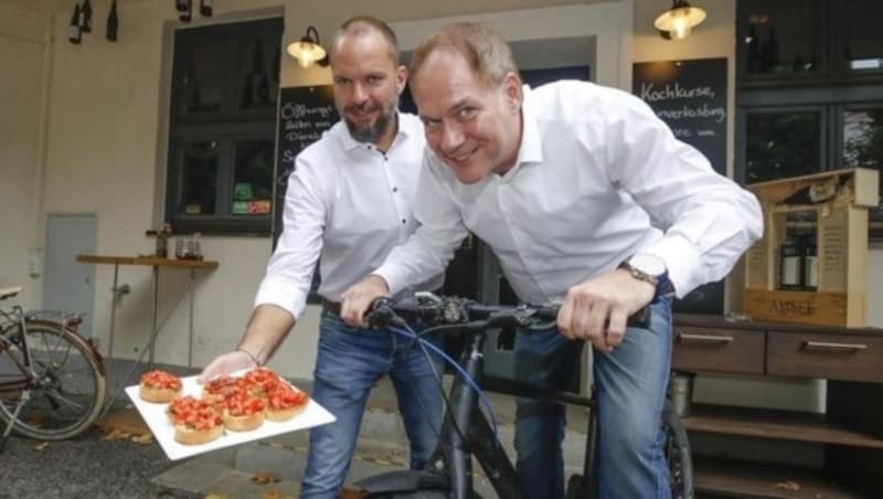 Michael Wagner und Wolfgang Baumgartner vom Messezentrum. (Bild: Markus Tschepp)