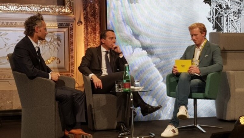 Alexander Karp, Christian Kern und Nikolaus Pelinka auf der Konferenz im Jahr 2017. (Bild: Dominik Erlinger)