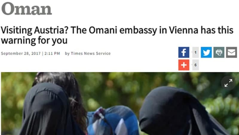 Der entsprechende Bericht der "Times of Oman" (Bild: Screenshot/Times of Oman)