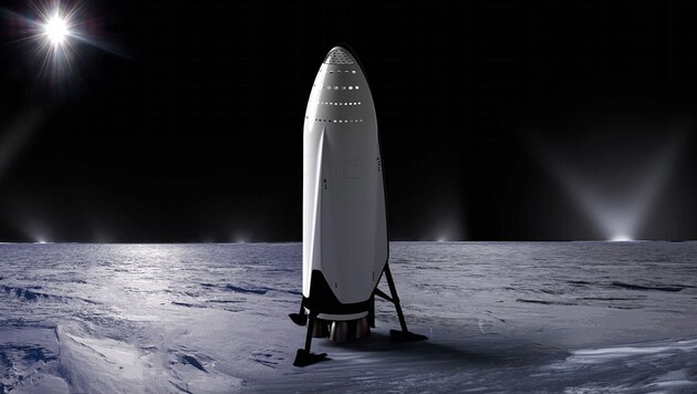 Künstlerische Illustration: Eine Big Fucking Rocket von SpaceX (Bild: SpaceX)