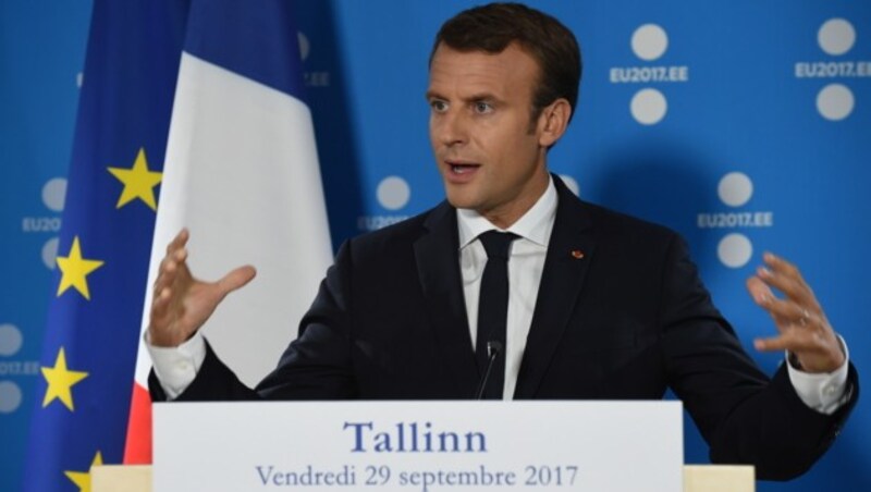 Der französische Präsident Emmanuel Macron in Tallinn (Bild: AFP)