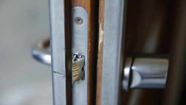 Einbruchsspuren an der Tür (Bild: Reinhard Holl)