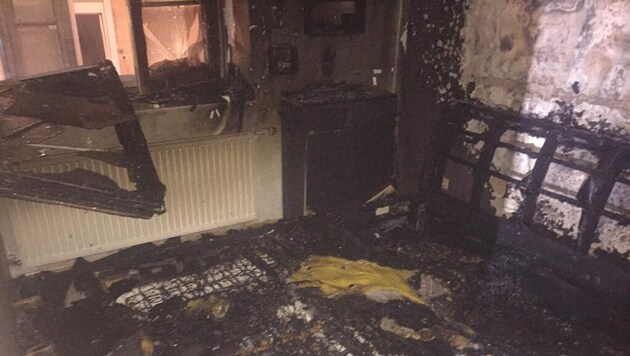 So sah die Wohnung nach dem Zimmerbrand aus (Bild: Berufsfeuerwehr Linz)