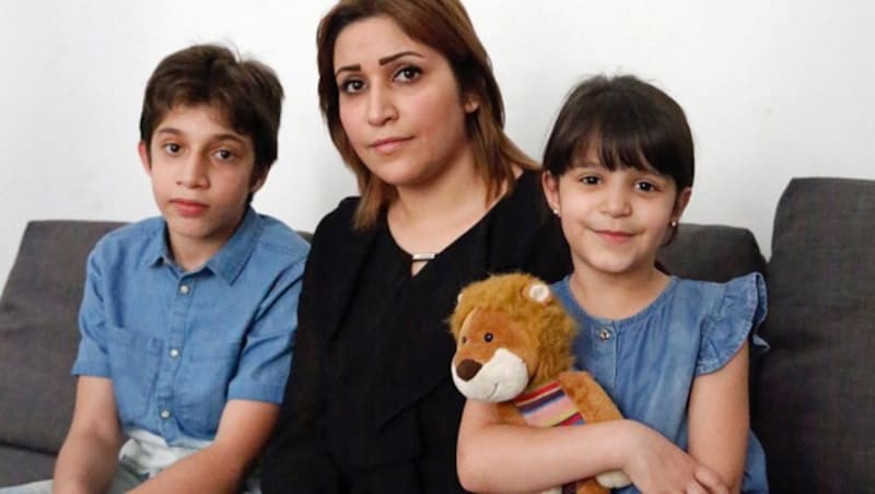 Nahed Alaskar mit ihren Kindern Zaid und Tala (Bild: Kronen Zeitung/Martin Jöchl)