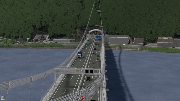 Die geplante neue Brücke im Zuge der Stadtautobahn A 26, vulgo "Westring". (Bild: Asfinag)