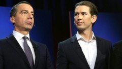 Ihre Parteien verklagen sich gegenseitig, nun trafen Kern und Kurz im TV aufeinander. (Bild: APA/GEORG HOCHMUTH)