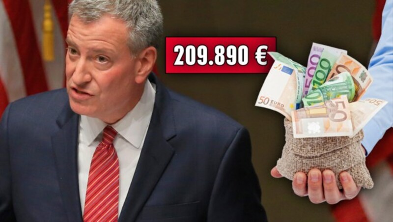 Bill de Blasio, Bürgermeister von New York, kassiert 209.890 Euro pro Jahr. (Bild: AP, thinkstockphotos.de)