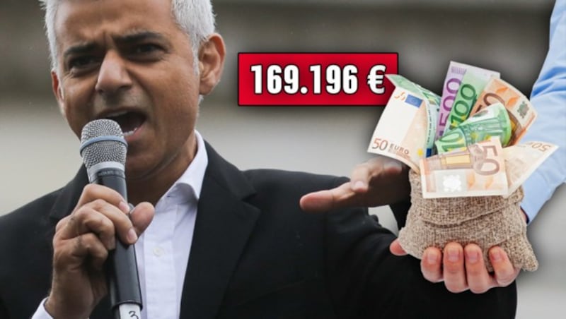 Sadiq Khan, Londons Stadt-Chef, verdient 169.196 Euro p.a. (Bild: AFP/DANIEL LEAL-OLIVAS, thinkstockphotos.de)