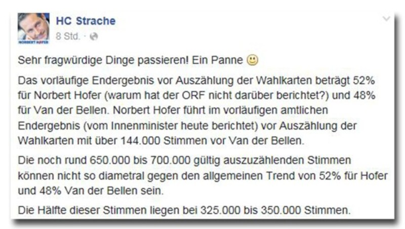 (Bild: Screenshot Facebook.com/HC Strache)