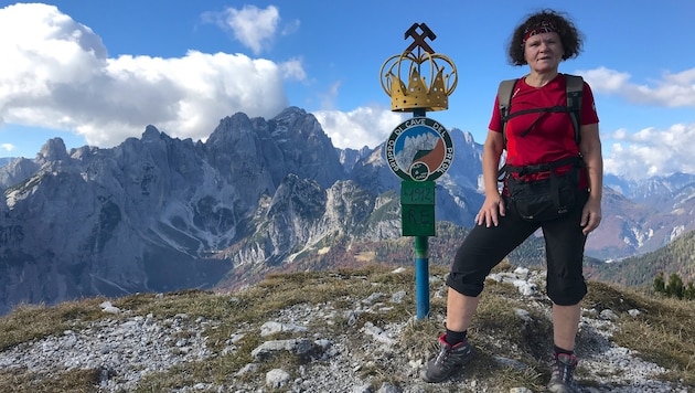 Sonja Kleindienst auf dem Gipfel des Monte Re (Bild: Hannes Wallner)