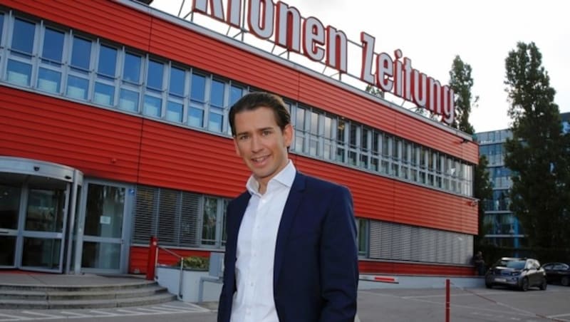 Sebastian Kurz vor dem "Krone"-Pressehaus in Wien (Bild: Martin A. Jöchl)