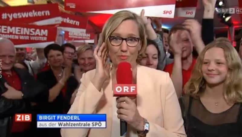 Jubelstimmung in der Parteizentrale der SPÖ (Bild: ORF)