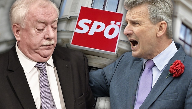 Roten Grabenkämpfe: Bürgermeister Häupl ist gegen eine Koalition mit der FPÖ, ÖGB-Chef Foglar dafür. (Bild: APA, krone.at-Grafik)