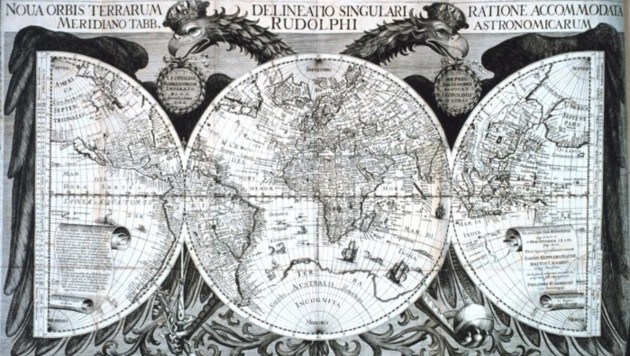 So schaut sie aus, die wertvolle Kepler-Weltkarte aus dem 17. Jahrhundert (Bild: NOAA Photo Library)