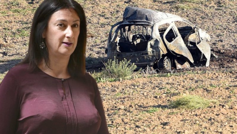 Die Journalistin Daphne Caruana Galizia wurde im Oktober des Vorjahres ermordet. (Bild: AP, krone.at-Grafik)