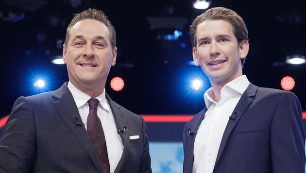 FPÖ-Chef Heinz-Christian Strache und ÖVP-Chef Sebastian Kurz (Bild: APA/GEORG HOCHMUTH)