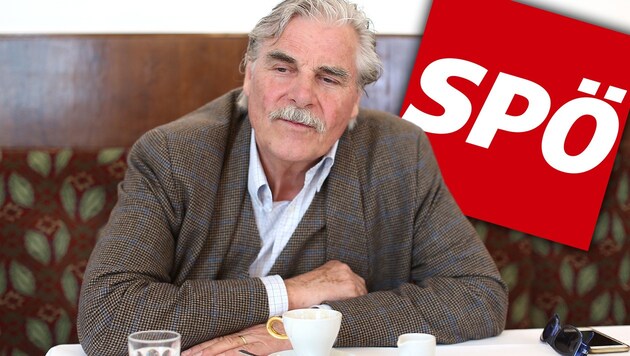 Schauspieler Peter Simonischek kritisiert die SPÖ für ihren Schmutzkübel-Wahlkampf scharf. (Bild: Gerhard Bartel, krone.at-Grafik)