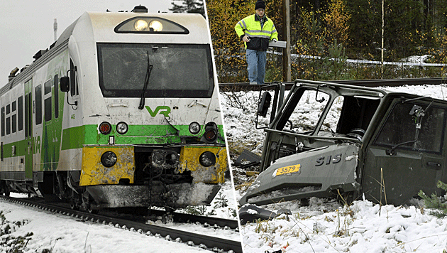 Ein Zugpassagier und drei Soldaten starben bei dem Unglück im Süden Finnlands. (Bild: AP)