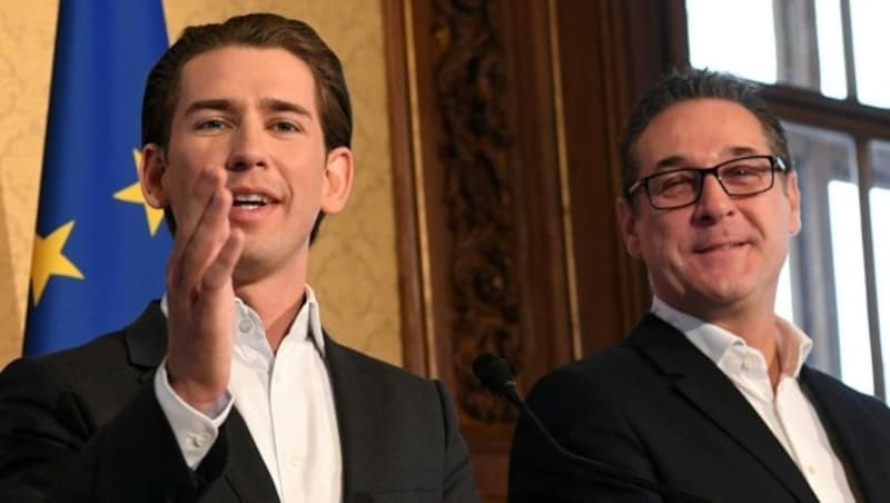 ÖVP-Chef Sebastian Kurz und FPÖ-Obmann Heinz-Christian Strache (Bild: APA/HELMUT FOHRINGER)