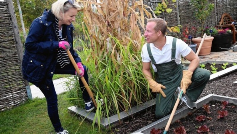 "Krone"-Redakteur Stefan Weinberger traf Lou Lorenz-Dittlbacher zum Garteln. (Bild: Zwefo)