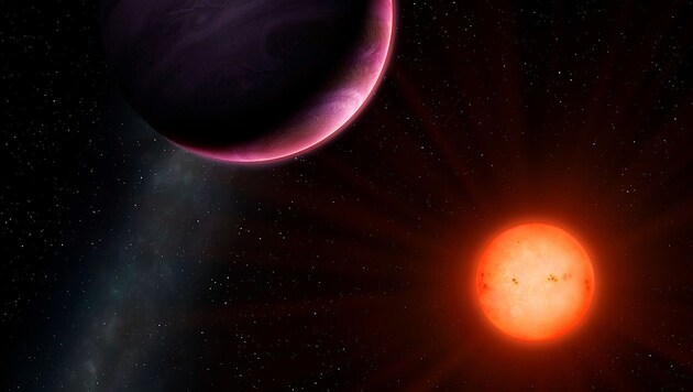 Der Zwergstern (rechts unten) und sein Riesenplanet NGTS-1b (Bild: University of Warwick/Mark Garlick)