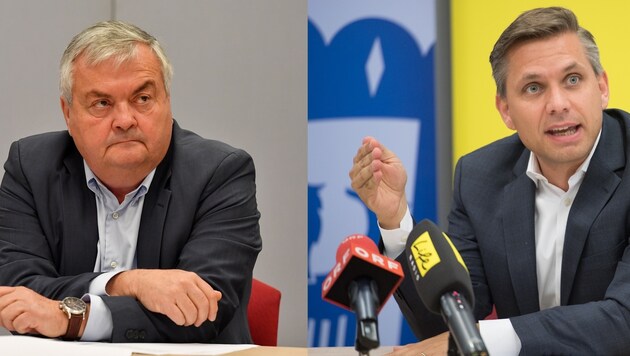 AK-Präsident Johann Kalliauer und ÖVP-Landesmanager Wolfgang Hattmannsdorfer (re.) (Bild: Dostal/Kerschbaummayr)