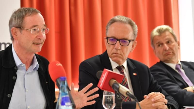 Wirtschaftskammer-Chef Leitl, AK-Präsident Kaske und ÖGB-Präsident Foglar (Bild: APA/BARBARA GINDL)