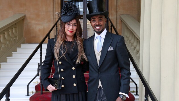 Mo Farah mit seiner Frau Tania (Bild: AFP)