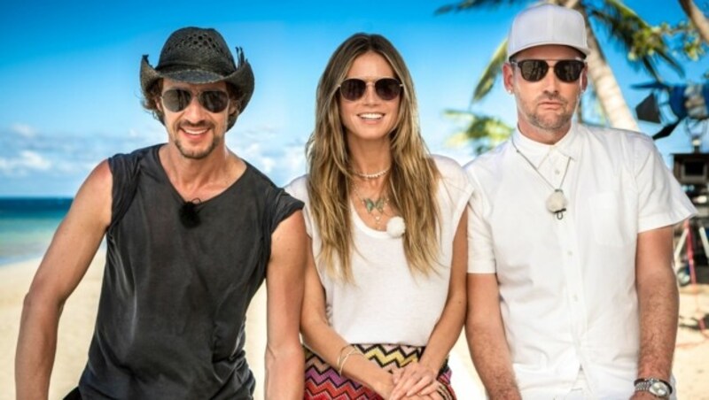 "GNTM 2018" startet im Frühjahr: Heidi Klum mit den Juroren Thomas Hayo und Michael Michalsky. (Bild: ProSieben)