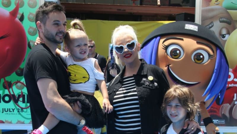 Christina Aguilera mit Matt Rutler und den Kindern Summer Rain Rutler und Max Liron Bratman (Bild: www.PPS.at)