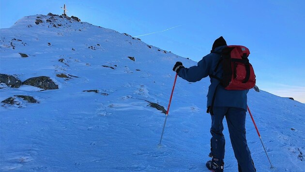 Die letzten Meter unterhalb des vereisten Gipfels (Bild: Wallner Hannes/Kronenzeitung)