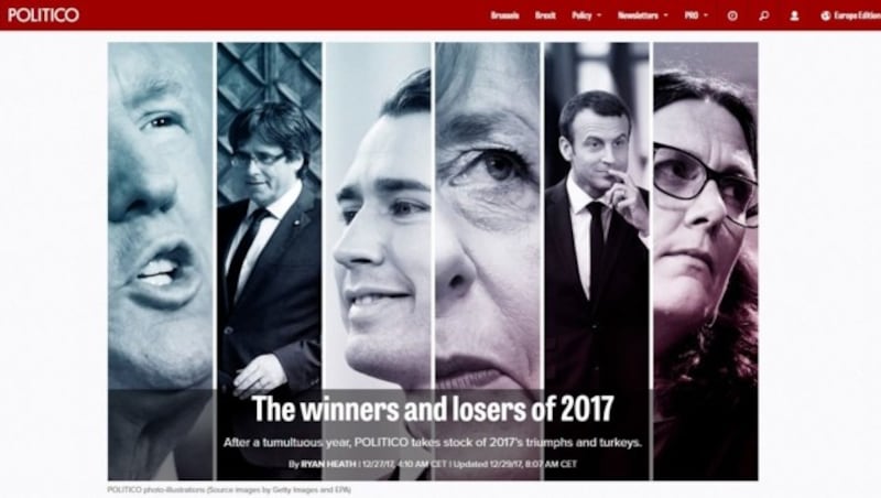 "Politico" reiht Bundeskanzler Sebastian Kurz in der Liste der Gewinner an zweiter Stelle, hinter Frankreichs Präsident Emmanuel Macron. (Bild: www.politico.eu)