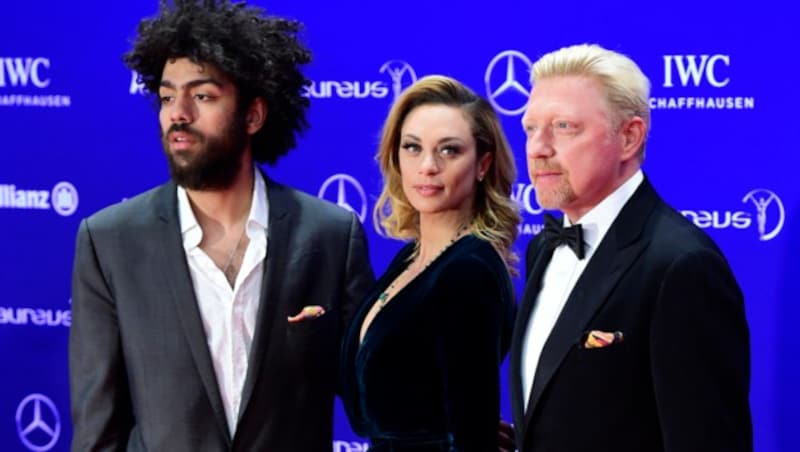 Tennislegende Boris Becker mit Frau Lilly und Sohn Noah. (Bild: AFP)