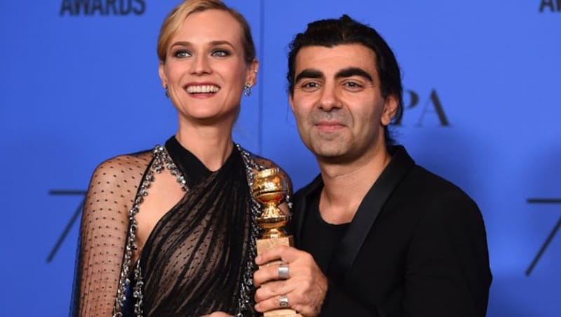 Diane Kruger und Fatih Akin freuen sich über den Golden Globe für "Aus dem Nichts" (Bild: 2018 Invision)