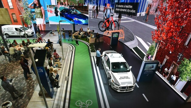 Ford auf der CES 2018: Die Straßen der Städte sollen in Zukunft wieder zu lebendigen Orten werden. (Bild: Ford)